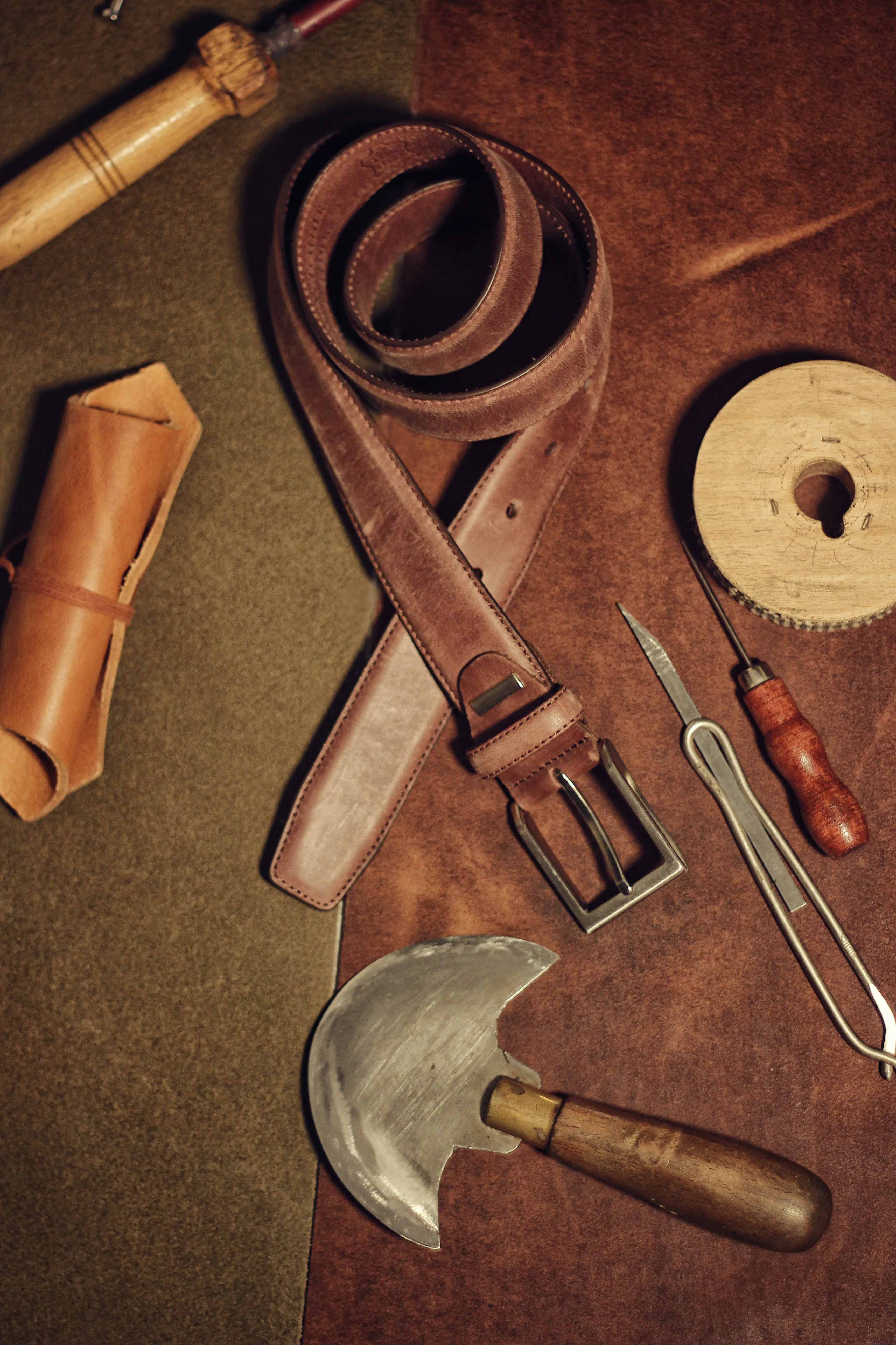 Production of leather belts